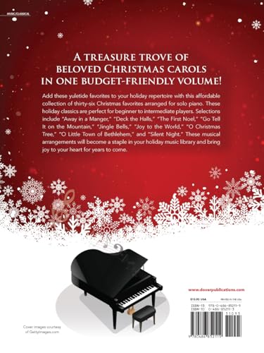 A Treasury of Christmas Songs for Solo Piano: For Beginner & Intermediate Level (Dover Classical Piano Music For Beginners)