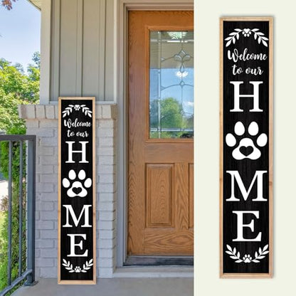 TQianJiang Welcome Outdoor Sign, 45"×9", Wood Black - color: Farmhouse Welcome Outdoor (Wood Black)