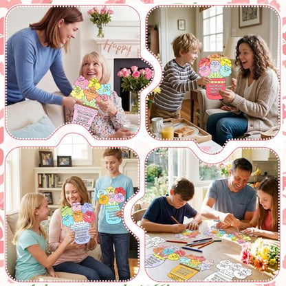 Dunzoom 48 Pcs Mother's Day Christian Crafts Color Your Own Sunday School Crafts with 12 Colored Pencils God Made My Mom Special Flower Pot Arts DIY Bible Religious Gifts Church Classroom Activities - style: Mother's Day