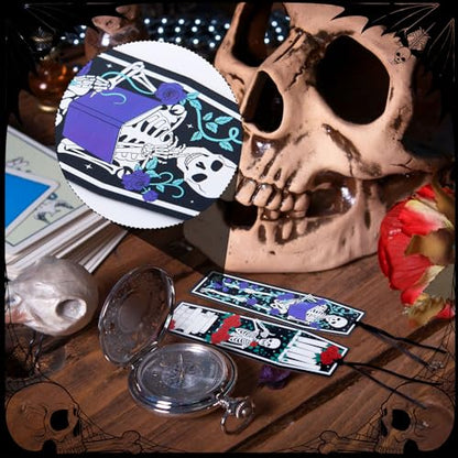 Taobary 100 Pcs Halloween Bookmarks Bulk, Gothic Coffin Skeleton Designs - style: Halloween