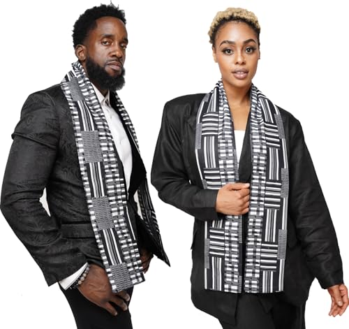 Dupsie's Kente African Print Stole – Made in Africa Black History Month Sash for Church, Choir, School & Cultural Events - color: Black