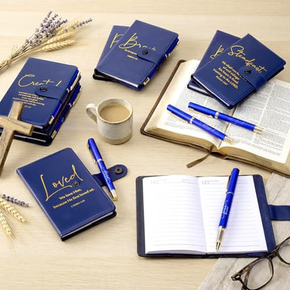 Spakon 10 Sets Christian Notebook with Pen Set, Bible Verse, Blue - color: Blue, size: Bible Verse