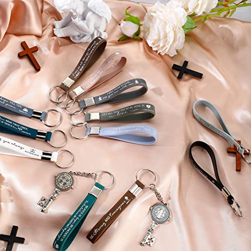 Sureio 36 Pcs Inspirational Christian Gift Silicone Keychain Bulk Religious Bible Verse Church Gift for Women Men Grandparent - color: Colorful