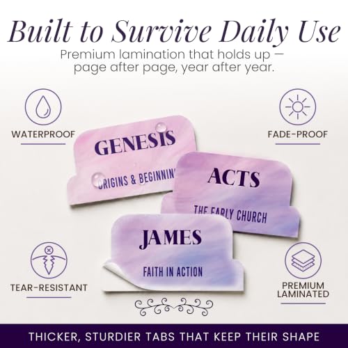 90 Christian Bible Tabs for Women & Men - Lavender Marble - color: Lavender Marble