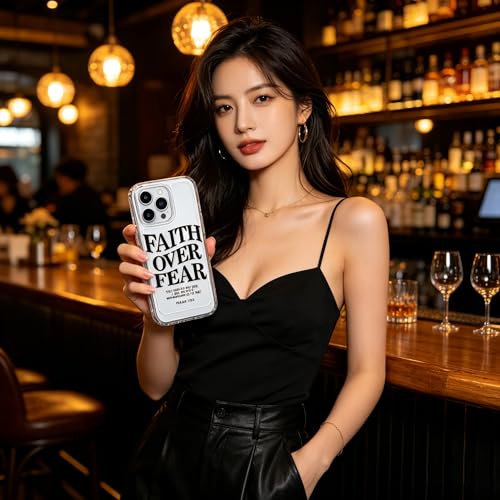Bible Phone Case Faith Over Fear Christian Bible Verse Psalms 118:6- TPU Frame Full-Body Protective Cover for iPhone 17/16/15/14/13 Pro Max, Pro, Plus - IP 14 PRO MAX Clear - color: Clear, size: iPhone 14 Pro Max