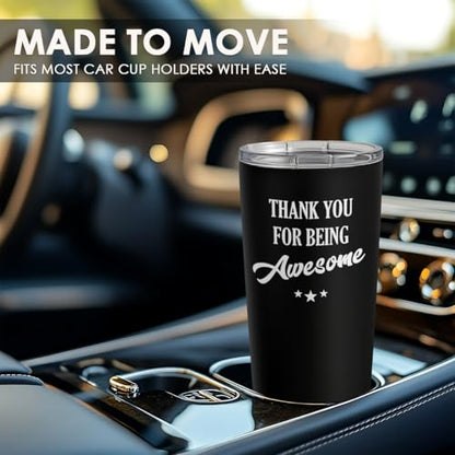 SANDJEST Thank You for Being Awesome Tumbler Gift Set - Birthday, Christmas, Appreciation Inspirational Gifts for Women, Men, Coworkers - 20oz Stainless Steel Insulated Coffee Travel Mug - color: Inspirational 2