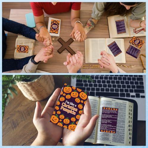 Gospel Tracts for Evangelism, Halloween Scripture Cards for Church - color: I'm like a christian pumpkin