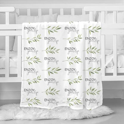Fleece Baby Blankets for Girls & Boys, Infant Toddler Blanket - color: White Branch