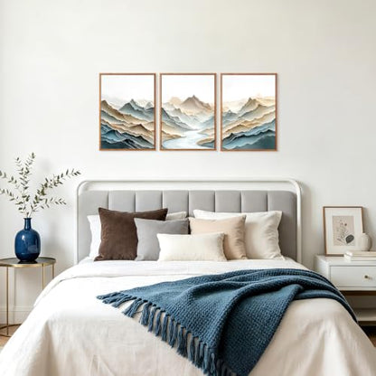 CHDITB 3D Textured Mountain River Framed Wall Art Relief Landscape Painting - color: 3d Mountain