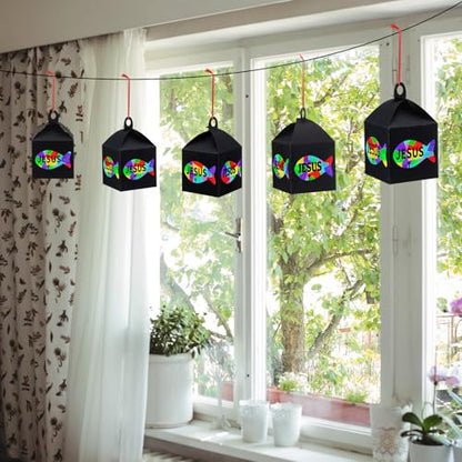 VIHOSE 16 Sets Christian Jesus Fish Lantern Craft, Religious Craft - style: Religious Jesus