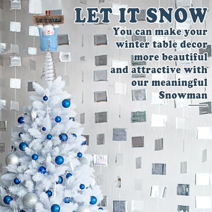 Namalu Small Snowman Tree Topper for Tree 4 Inch Winter Snowman Ornaments Decorations for Winter Home Christmas Wine Bottle Wedding New Year Holiday Party Decoration - style: Snowman