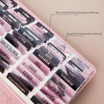 UPAFEXXI-Bible Tabs for Women and Men, 3D Gold Foil Embossed Lettering - color: Pink5