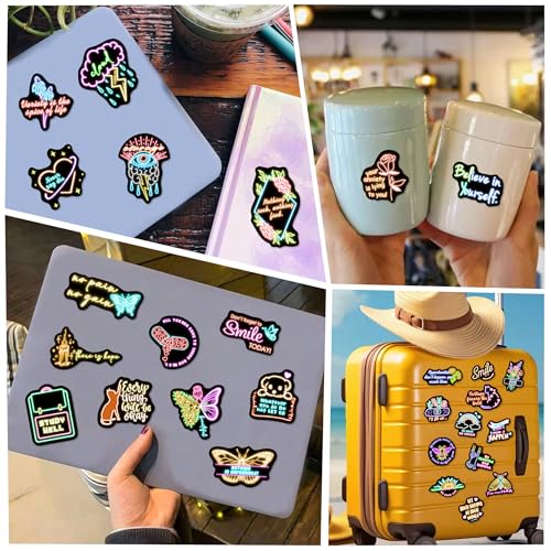 50 Pcs Neon Motivational Water Bottle Stickers - color: Inspirational-pvc-138kscp
