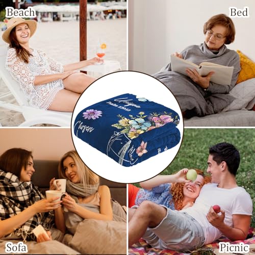Christian Religious Gifts for Women, Navy Blue Christian Birthday Blanket - color: Navy Blue, size: 60"x50"