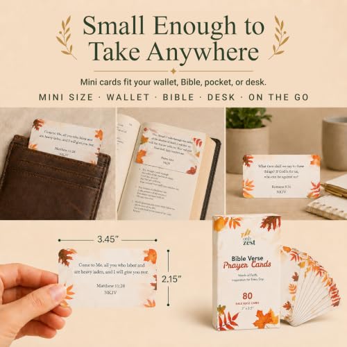 80 Unique Bible Verse Cards - Mini Scripture Cards for Women - color: Autumn