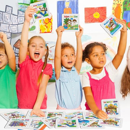 Cinrobiye 24 PCS Bible Story Jigsaw Puzzle Craft Kit, Christian Bible Activity Puzzles for Sunday School, Church Activities, Bible Study, Religious Education and Group Activities - color: Religious
