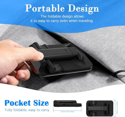 Foldable Cell Phone and Tablet Stand for Desk - Multi-Angle Adjustable Universal Mobile Holder Dock Compatible With Most Devices (Black) - color: Black