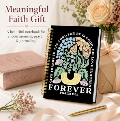 Christian Boho Floral Notebook, Religious Scripture Journal Gifts - color: The Black Bible