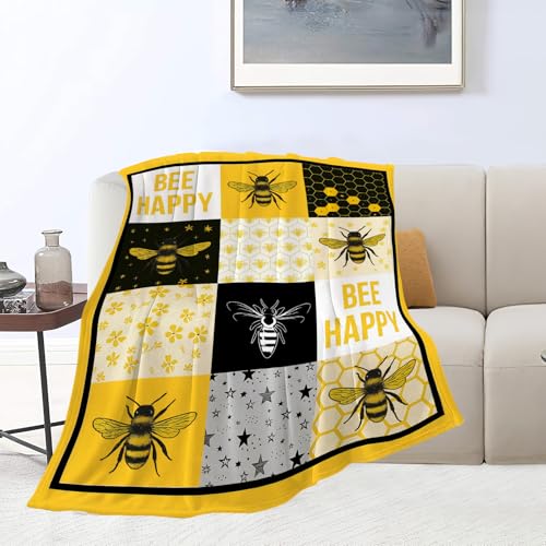 Bee Soft Cozy Blanket Bees Throw Blanket Super Plush Warm Stuff Lightweight Fleece Flannel Blankets Gifts for Women Girls Kids Adults 50"X40" - color: Bee, size: 50"x40"