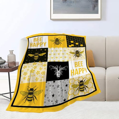Bee Soft Cozy Blanket Bees Throw Blanket Super Plush Warm Stuff Lightweight Fleece Flannel Blankets Gifts for Women Girls Kids Adults 50"X40" - color: Bee, size: 50"x40"