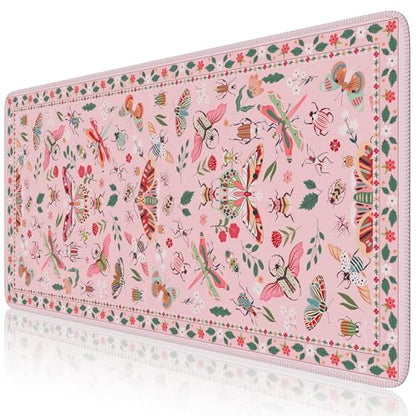 iCasso Pink Desk Pad Mat,XXL Large Mouse Pad,Desk Matt for Desktop - color: Butterfly-pink