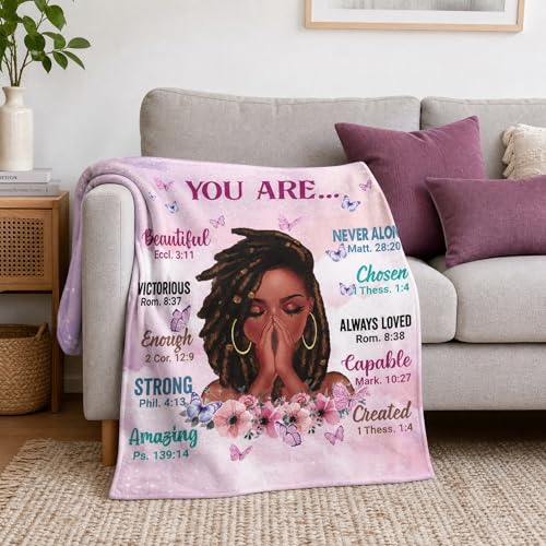 Throw Blanket, Soft Fleece Blanket with Inspirational Positive Thoughts and Quotes for Bedroom, Ideal as a Gift for Girls and Women 50x60 Inch