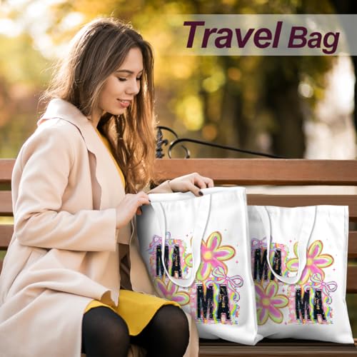 Mama Mom Tote Bag Mom Birthday Gifts Canvas Tote Bag, Reusable Canvas Shoulder Bags for Grocery Shopping, Beach 01 - color: Mamaflower02