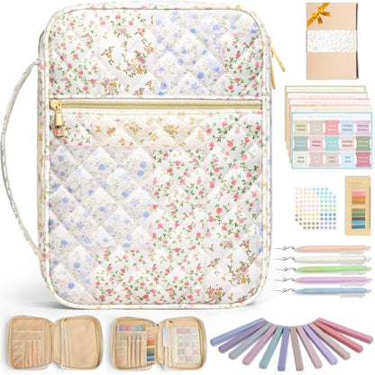 Large Quilted Bible Cover Case: Back to School Gifts for Women Girls