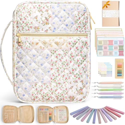 Large Quilted Bible Cover Case: Back to School Gifts for Women Girls