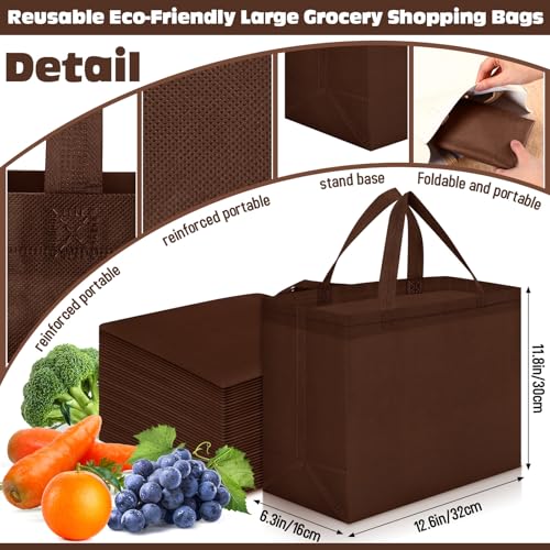 Windyun Reusable Grocery Bags Non Woven with Handles - color: Brown