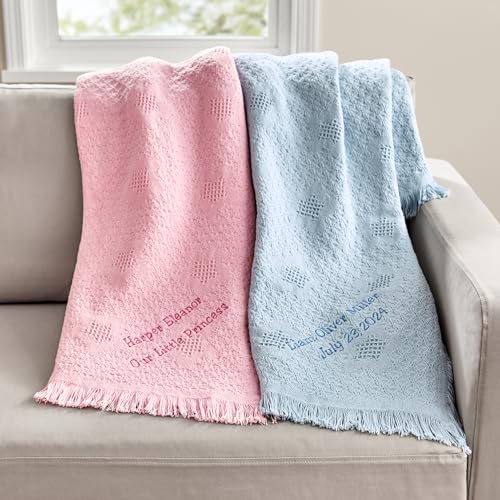 Let's Make Memories Personalized Honeycomb Baby Blanket - New Baby Shower - Welcome - 36x50 - Pink - color: Pink - Personalized Message