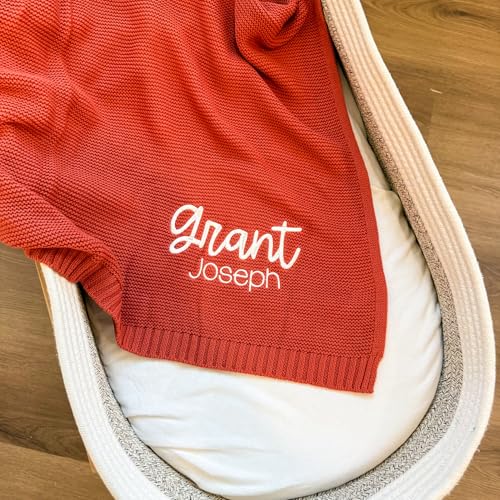 Personalized Baby Blanket with Name, Baby Boy Blankets, 100% Cotton, Custom Name Blanket, Personalized Blankets, Customizable Blanket, (Burnt Orange) - color: Burnt Orange