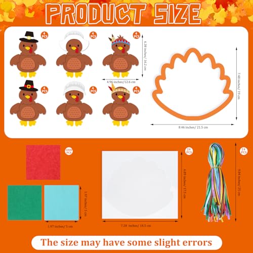 Chiisong 24 Sets Thanksgiving Turkey Crafts DIY Turkey Tissue Paper Crafts - style: Thanksgiving Turkey
