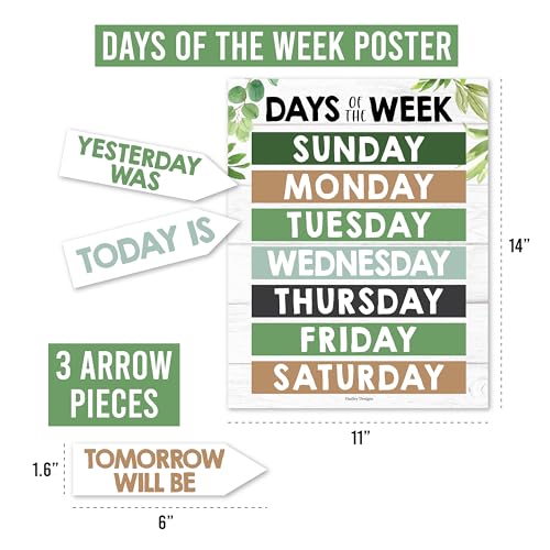 Classroom Calendar Set Bulletin Board Decorations, 98pc School Calendar Set - color: Farmhouse Classic