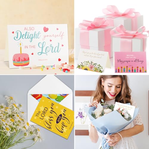 Zhanmai 24 Pcs Religious Birthday Cards Bulk with Scripture Bible Verse Assorted Christian Blessings Birthday Greeting Cards 4 x 6 Inch Inspirational Cards with Envelopes(Classic Style) - style: Traditional