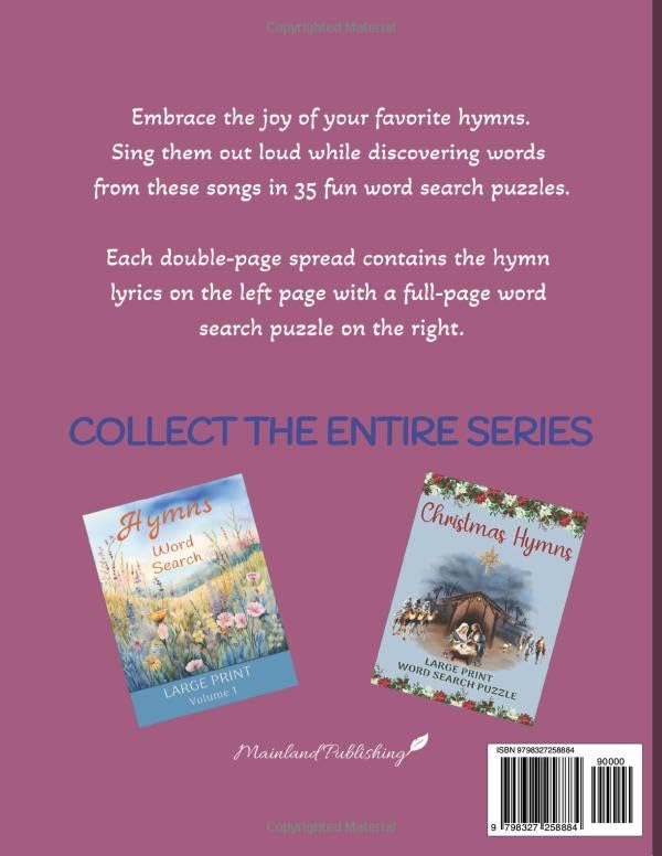 Hymns Word Search Large Print Volume 2: Featuring your favorite Hymns. Sing along as you search for the song words, fun and inspirational for all ages! (The Hymns)