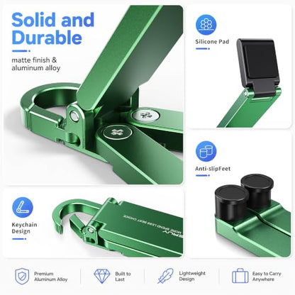 Portable Foldable Pocket Phone Stand with Keychain for Desk Travel(Green) - color: Green