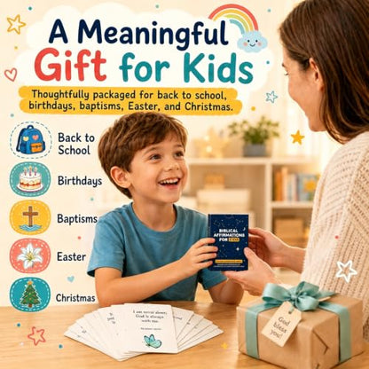 Prayer Cards for Kids, 62 Bible Verse and Biblical Affirmation Cards, Back to School, Lunchbox Notes for Kids, Christian Scripture Cards for Daily Devotion, Bible Study, Sunday School, VBS and Homeschool