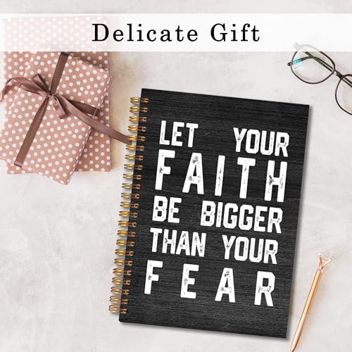 Christian Spiral Notebook 5.5x8.3, Inspirational Bible Scripture Journal for Women, Let Your Faith Be Bigger Than Your Fear Notebook for Note Taking, Christian Office Supplies - color: whtie-notebook-christian 10