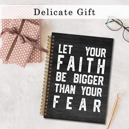 Christian Spiral Notebook 5.5x8.3, Inspirational Bible Scripture Journal for Women, Let Your Faith Be Bigger Than Your Fear Notebook for Note Taking, Christian Office Supplies - color: whtie-notebook-christian 10