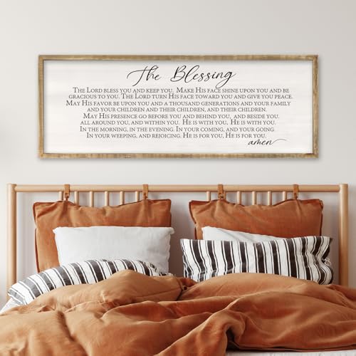 RLWangChao The Blessing Wall Art 32x12 Inch Wood - color: The Lord Bless You And Keep You (Wood), size: 32"L x 12"W