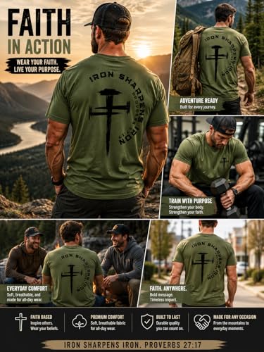Christian Shirts For Men Iron Sharpens Iron T-Shirt Religious Jesus Tshirt