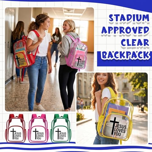Amylove 15 Inches Clear Christian Backpack Bulk for School Kids
