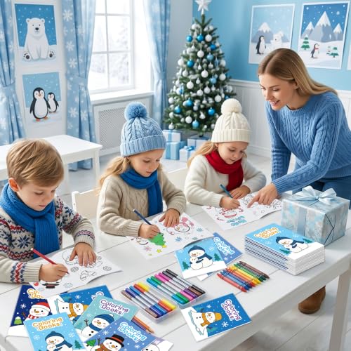 ANGOLIO Winter Snowman Coloring Books for Kids - 24 PCS Winter Party Favors - style: Art Deco