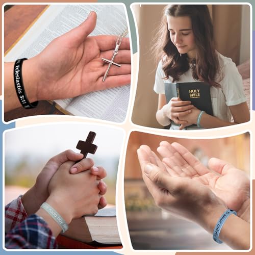 Foilswirl 100 Pcs Spanish Bible Verse Wristbands Christian Rubber, Bright - color: Bright