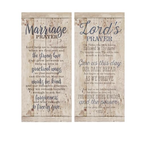 Marriage Prayer and Lord's Prayer Wall Decor Set By Dexsa 5.5 x 12 Wood Plaques