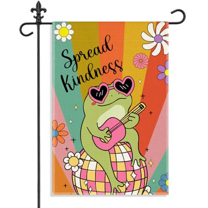 Spread Kindness 12 x 18 Inch Double Sided Frog Garden Flag - color: Colorful