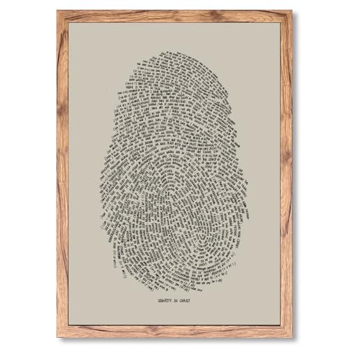 KBBYT Wood Frame Christian Wall Art Identity in Christ Thumbprint Canvas Art Prints Inspirational Bible Verse Wall Decor Sketch Faith Poster Religious Decor Pictures for Bedroom Living Room 8x12inch - color: style-1 Wood Framed, size: 8"L x 12"W