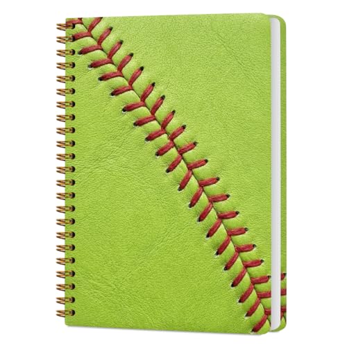 Softball Print Spiral Notebook, Unique Gifts for Softball Fans,5.8x8.3 Inch - color: Softball Stitch