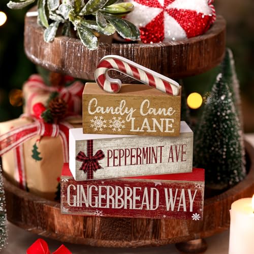 Moucuny 4 Pcs Christmas Table Decor Wooden Candy Cane Decoration Farmhouse - style: Candy Cane